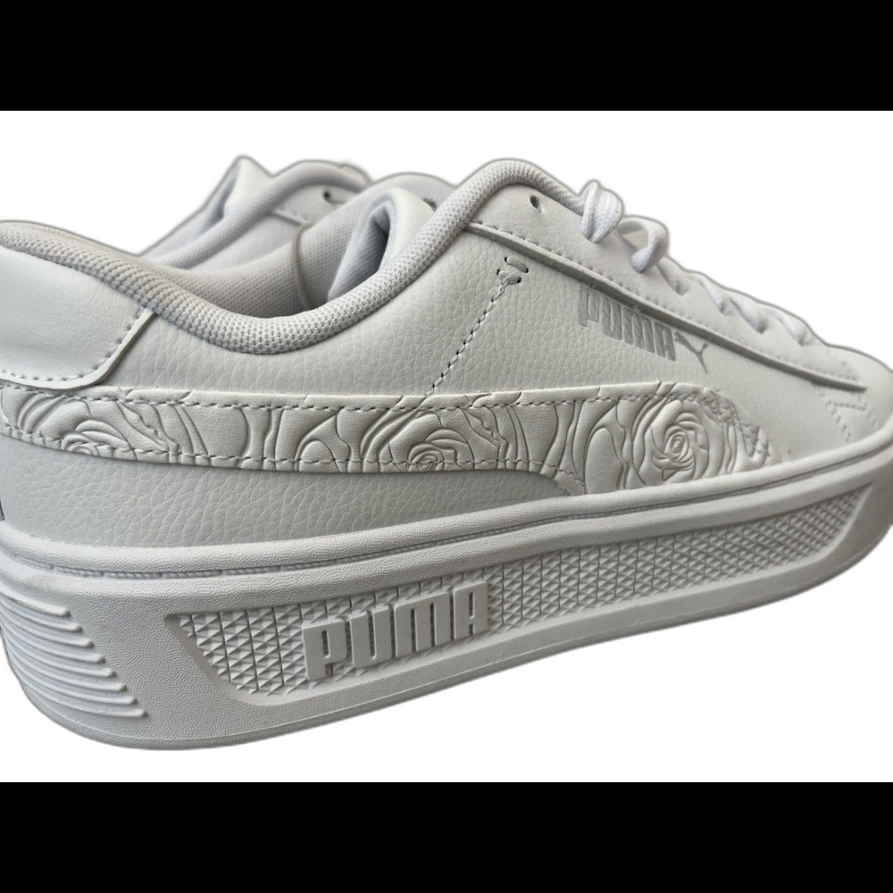 NEW PUMA White Smash V3 Platform Sneakers Womens Size 10 Texture Floral Pattern - Picture 1 of 8